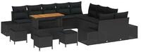 vidaXL Loungesofa Gartensofa-set mit Kissen 14 pcs Schwarz Poly Rattan, 14 Teile