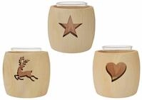 ERST-HOLZ Teelichthalter Zirben Teelichthalter mit Glas und Ausschnitt Stern...