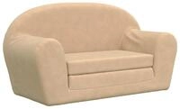 vidaXL Kindersofa, Kinder Schlafsofa 2-Sitzer Creme Weicher Pl&uuml;sch
