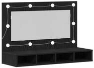 vidaXL Badezimmerspiegelschrank Spiegelschrank mit Regal Schwarz Eichen-Optik...