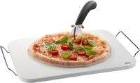 GEFU Pizzastein Set: Pizzastein DARIOSO mit Gestell + Pizzaschneider +