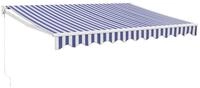 vidaXL Markise Sonnenschutz Einziehbar Blau und Wei&szlig; 3x2,5 m Stoff und...