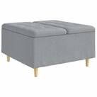 vidaXL Barhocker Aufbewahrungsottomane mit Kissen Hellgrau 80 x 80 x 45 cm...