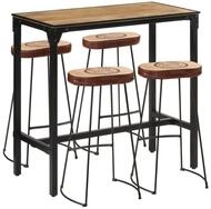 vidaXL Essgruppe 5-tlg. Bar-Set Raues holz und Metall, (5-tlg)