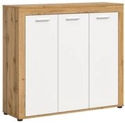 xonox.home Schuhschrank Jam Schuhschrank 3 T&uuml;ren wei&szlig;, Eiche Dekor.