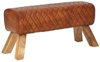 Wohnling Hockerbank Sitzbank Echtleder / Massivholz 89cm Springbock Flurbank