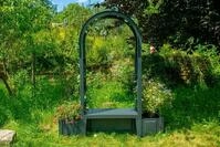 KHW Gartenbank Br&uuml;ssel, mit Rosenbogen und zwei Pflanzk&auml;sten, anthrazit