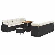 vidaXL Gartenlounge-Set Garten-Sofa-Set mit Speicher 11 pcs Schwarz Poly Rattan,