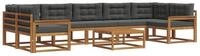 vidaXL Gartenlounge-Set Outdoor-Sofagarnitur mit Kissen 8 pcs Natur und...