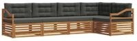 vidaXL Gartenlounge-Set Outdoor-Sofagarnitur mit Kissen 5 pcs Natur und...