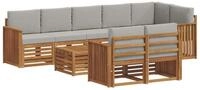 vidaXL Gartenlounge-Set Sofagarnituren 9 pcs Nat&uuml;rlich und Hellgrau Massivholz,