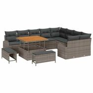 vidaXL Gartenlounge-Set Gartensofa-set mit Kissen 12 pcs Grau Poly-Rattan,...