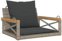 vidaXL Gartenbank, H&auml;ngesessel mit Kissen Grau 63x62x40 cm Poly Rattan