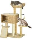 PawHut Kratzbaum Katzenbaum mit 2 Leigefl&auml;che Katzenm&ouml;bel Wasserhyazinthe,...
