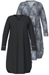 Ulla Popken Nachthemd Bigshirts 2er-Pack Tunika-Ausschnitt Langarm
