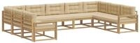 vidaXL Gartenlounge-Set Outdoor-Sofagarnitur mit Kissen 9 pcs Wei&szlig; und Beige,