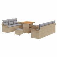 vidaXL Gartenlounge-Set Gartensofa-set mit Kissen 10 pcs Beige Poly-Rattan,...