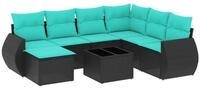 vidaXL Sofaelement 8-teiliges Gartensofa-Set mit Kissen, schwarzes Polyrattan...