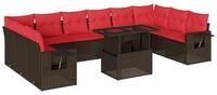 vidaXL Gartenlounge-Set 11-teiliges Gartensofa-Set mit Kissen, braun,...