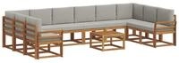 vidaXL Gartenlounge-Set Outdoor-Sofagarnitur mit Kissen 11 pcs Nat&uuml;rlich und