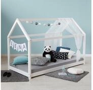 Homestyle4u Kinderbett 90 x 200 Wei&szlig; oder Grau Kinderbett Bodenbett Holzbett