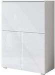 MIRJAN24 Kommode Vera 90 (mit zwei Dreht&uuml;ren und Klappe), 90x42x126 cm, Wei&szlig;e