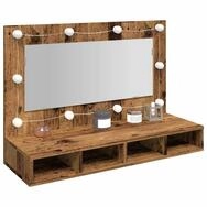 vidaXL Schrankmodule Spiegelschrank mit LED Altholz 90x31,5x62 cm