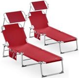 Casaria Gartenliege Ibiza, 2 St., Sonnenliege Klappbar 2er Set mit Dach...