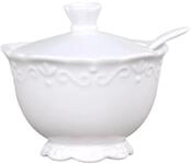 Chic Antique Milch- und Zuckerset Zuckerschale Zuckerdose mit L&ouml;ffel Porzellan...