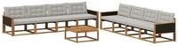 vidaXL Gartenlounge-Set Outdoor-Sofagarnitur mit Kissen 9 pcs Nat&uuml;rlich und