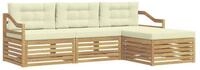 vidaXL Gartenlounge-Set Outdoor-Sofagarnitur mit Kissen 4 pcs Wei&szlig; und Creme