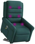 vidaXL Sessel Massagesessel mit Aufstehhilfe Dunkelgr&uuml;n Stoff (1-St)