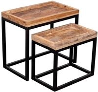 MR.DEKO Beistelltisch Set Lecce 2-tlg rechteckig Mangoholz 50 & 40 cm...
