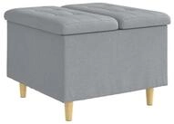 vidaXL Barhocker Aufbewahrungsottomane mit Kissen Hellgrau 60 x 60 x 45 cm...
