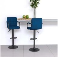 vidaXL Barhocker, Barhocker 2 Stk. Blau Samt
