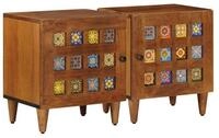 vidaXL Nachttisch Nachttisch 2 pcs Braun 40 x 33 x 46 cm Massivholz (2-St)