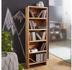 FINEBUY CD-Regal Massivholz Standregal 90 cm CD-Aufbewahrung Landhaus 5 F&auml;cher,