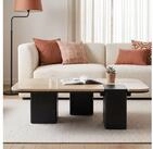 IDIMEX Couchtisch SURAT, Wohnzimmertisch 100x60 cm aus Mangoholz und Travertin