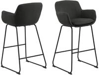 ACTONA GROUP Barhocker (2er-Set) in Grau, Polyester, Stahl - 52x100x53cm (BxHxT)
