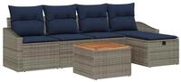 vidaXL Gartenlounge-Set Gartensofa-set mit Kissen mit Speicher 6 pcs Grau Poly