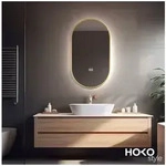 HOKO Badspiegel mit beleuchtung+Antifog, Oval Schwarz / Gold+45x75 /50x90 /...