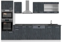 Vicco K&uuml;chenzeile R-Line, Schwarz Beton/Wei&szlig;, 300 cm AP Anthrazit