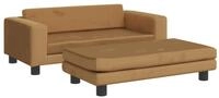 vidaXL Kindersofa, Kinder Schlafsofa mit Hocker Braun 100x50x30 cm Samt