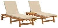 vidaXL Gartenliege Sonnenliege 2-Person 3 pcs Braun Massivholz, 3 St.