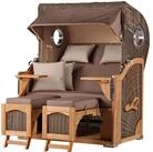 bene living Strandkorb Ammersee 2-Sitzer Teak - PE grau - Modell 534, BxTxH: