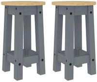 vidaXL Essgruppe, Barhocker 2 Stk. Grau Massivholz Kiefer