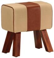 vidaXL Essbank Sitzbank Turnbock-Design 38 cm Braun Echtleder Massivholz