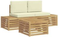 vidaXL Sofaelement Outdoor-Sofagarnitur mit Kissen Wei&szlig; 59 x 59 x 37 cm...