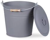 relaxdays Aschekasten Grauer Ascheeimer mit Deckel