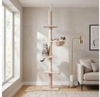 PawHut Kratzbaum Deckenhoch h&ouml;henverstellbar, Katzenbaum mit Sisals&auml;ulen, f&uuml;r